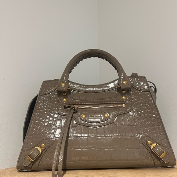 Balenciaga Crocodile-Embossed Crossbody Top Handle Bag - Picture 1 of 4